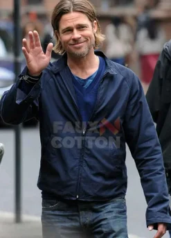 World War Z Brad Pitt Blue Jacket
