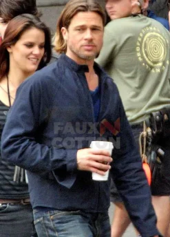 World War Z Brad Pitt Blue Jacket