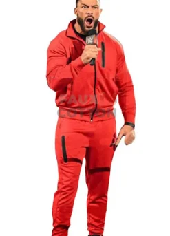 WWE 2022 Superstar Roman Reigns Red Tracksuit Jacket