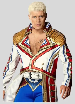 WWE Cody Rhodes White Military Leather Multy Coat