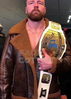 WWE Dean Ambrose Dark Brown Shearling Jacket