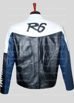 Yamaha R6 Motorcycle Black & Blue Leather Jacket